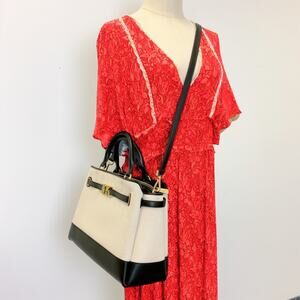 Michael Kors 35T4G6RS3C Reed Large Satchel Crossbody Purse Bag IN BLACK